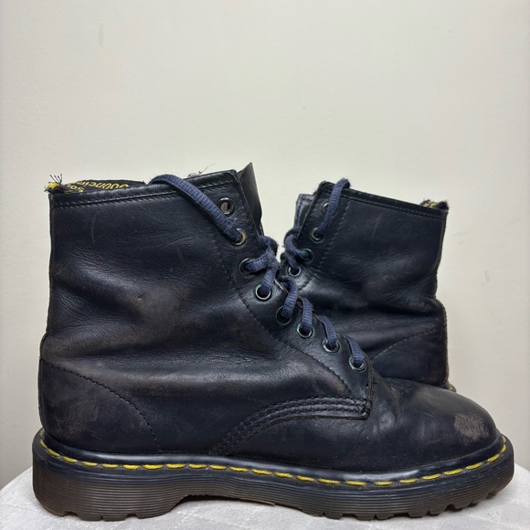 Vintage Dr Martens Boots Made in England 90s Womens Navy Black Rare Womens - Picture 4 of 7